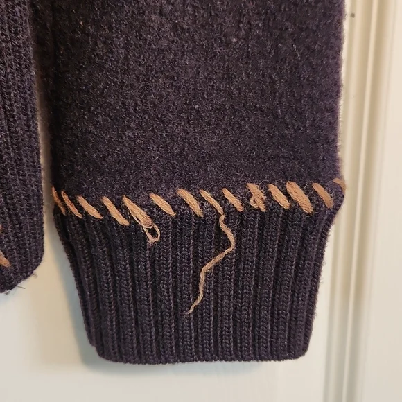 Vintage Herman Geist Women's Black Brown Wool Stitched Detail Sweater Size PM - Picture 6 of 7